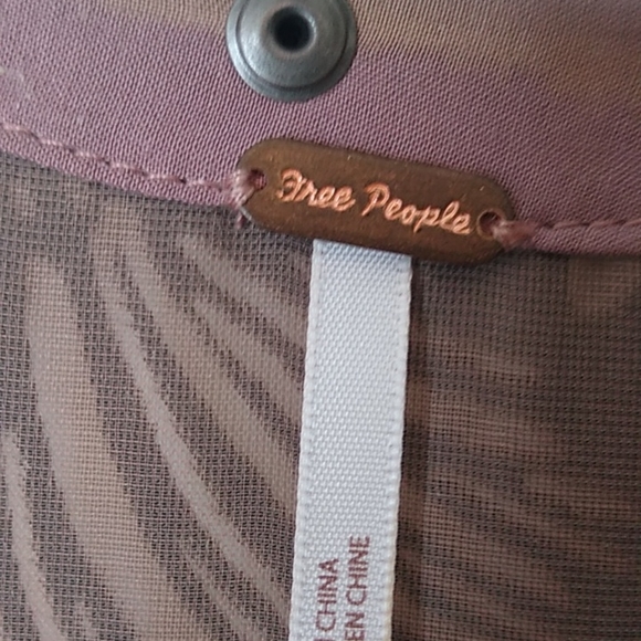 Free People Ellie Burnout Velvet Dress-Pink Combo - Picture 4 of 5